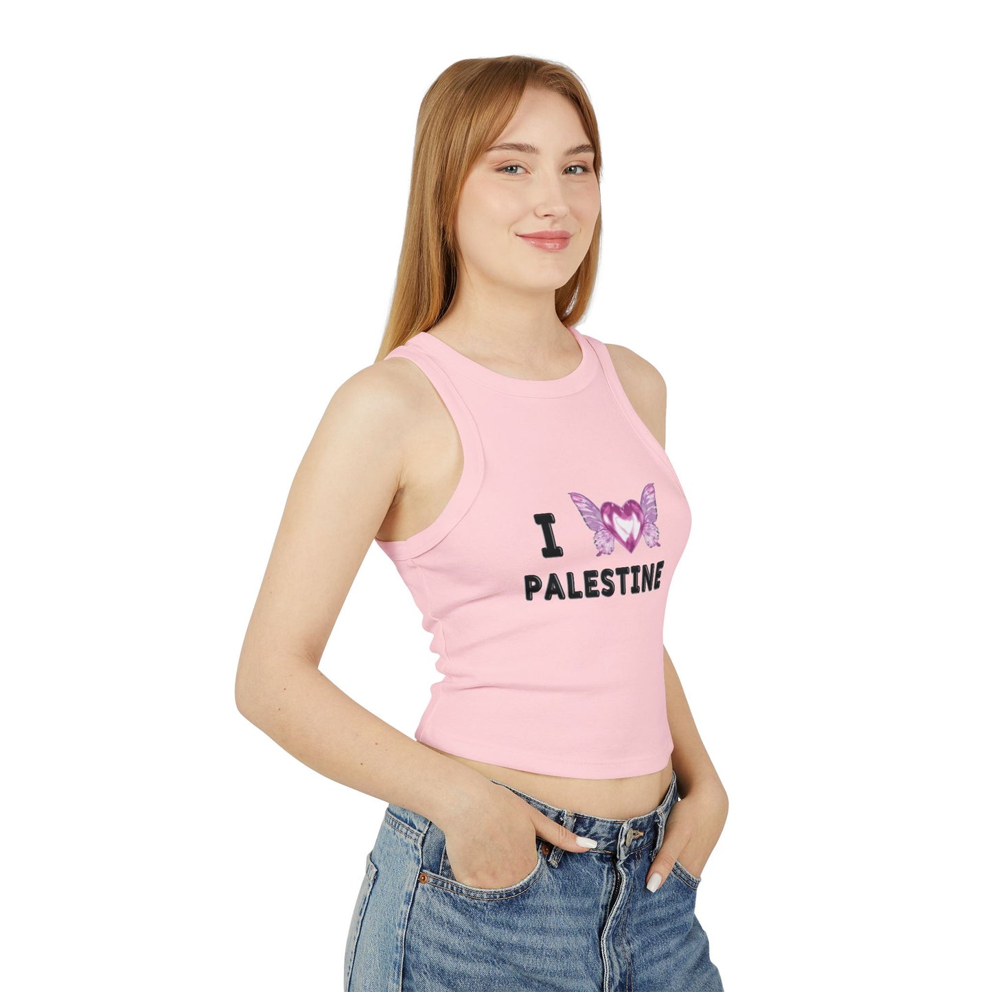 I <3 Palestine Micro Rib Tank Top